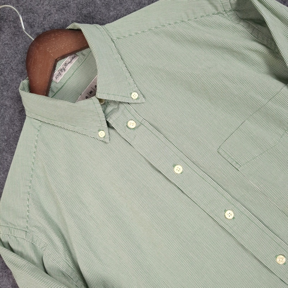 AKA Eddie Bauer Mens Small Green White Micro Gingham Button Down Shirt